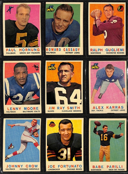 Lot of 70 Different 1959 Topps Football Cards w. Unitas