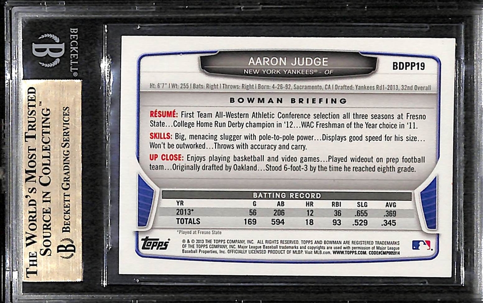 2013 Bowman Aaron Judge Rookie BGS 9.5 GEM MINT!