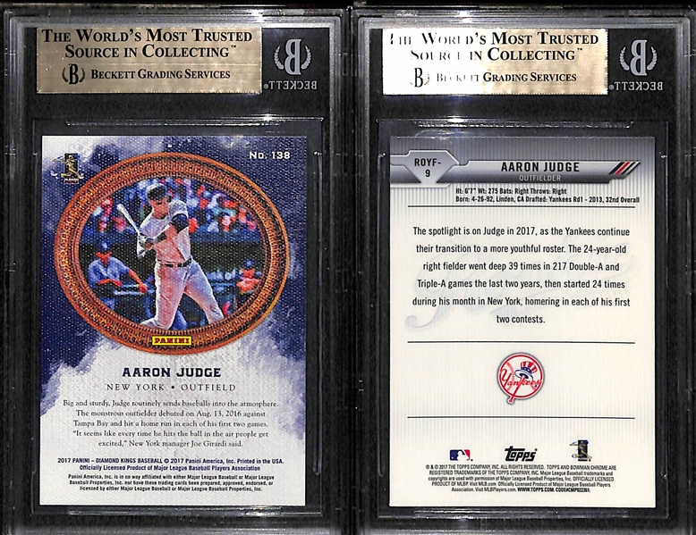 Lot of (2) 2017 Aaron Judge BGS 9.5 GEM Mint Rookie Cards - Diamond Kings and Bowman Chrome ROY Favorites