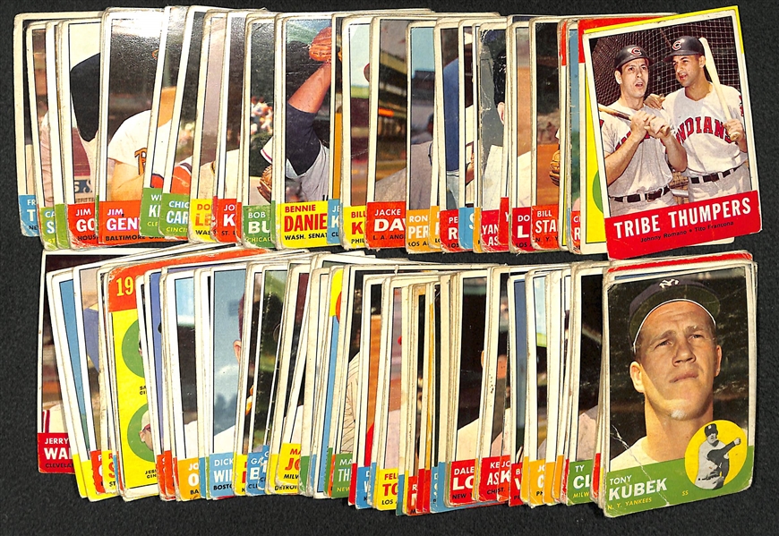 Lot of 150+ Assorted 1963 Topps Baseball Cards