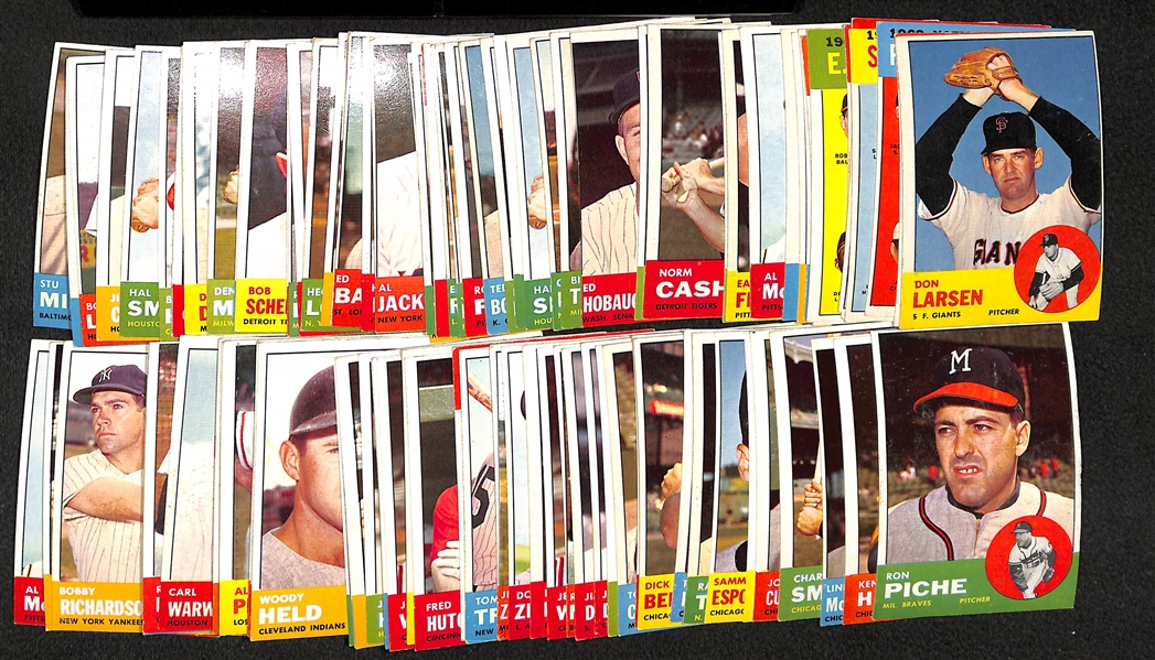 Lot of Approximately 100 Assorted 1963 Topps Baseball Cards