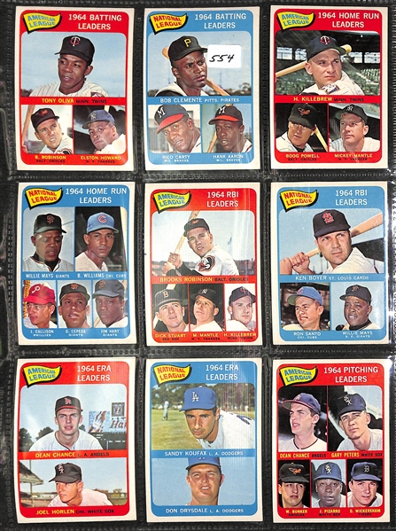 Lot of Approximately (200+) 1965 Topps Baseball Cards w/ Robin Roberts and Leader Cards (Mantle, Mays, Clements, and more)