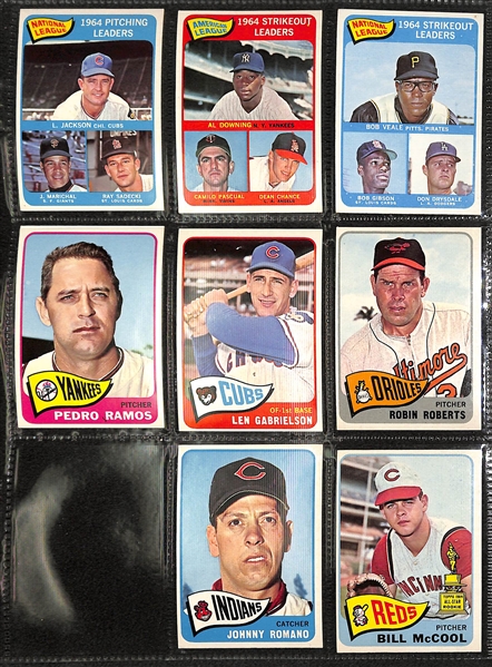 Lot of Approximately (200+) 1965 Topps Baseball Cards w/ Robin Roberts and Leader Cards (Mantle, Mays, Clements, and more)