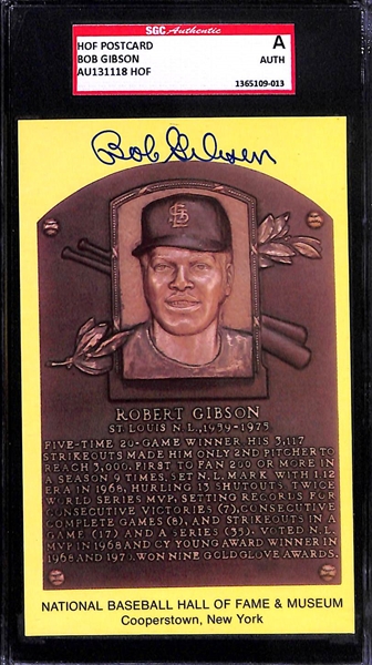 Lot of 3 - Hall of Fame Autographed Plaque Cards - Kiner, Gibson, Spahn - SGC & PSA/DNA