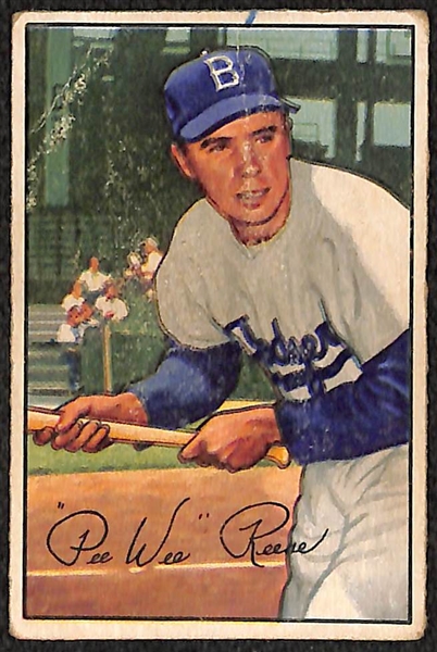 Lot of 3 - 1952 Bowman Baseball Cards - Ashburn, Reese, & Rizzuto