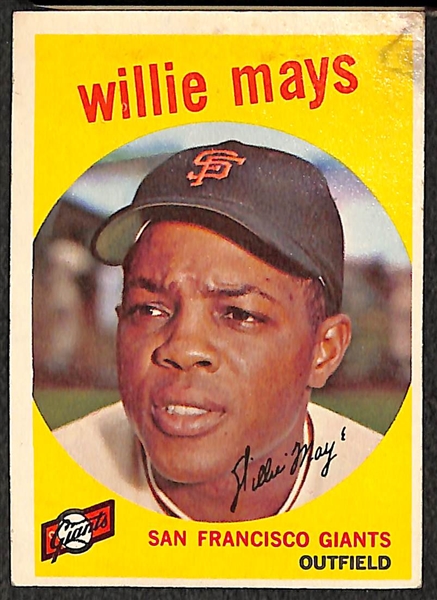 Lot of 4 - 1959 Topps Baseball Cards - Mays, Mathews, Aparicio, Carsair Trio