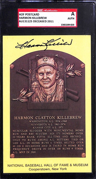 Lot of 3 - Hall of Fame Autographed Plaque Cards - Killebrew, Kaline, Mathews - SGC & PSA/DNA