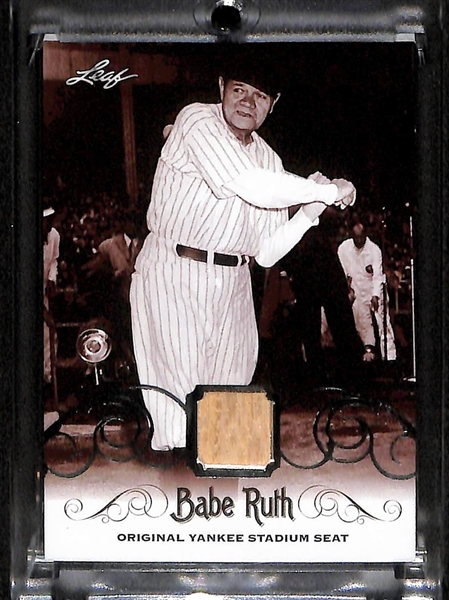 Lot of (4) Leaf Babe Ruth Baseball Cards w/ Original Pieces of Yankee Stadium Seats