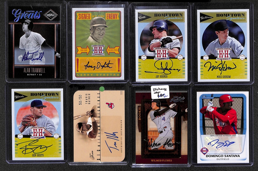Lot of (40) Baseball Certified Autograph Cards (Inc. Allan Trammell and Lenny Dykstra)