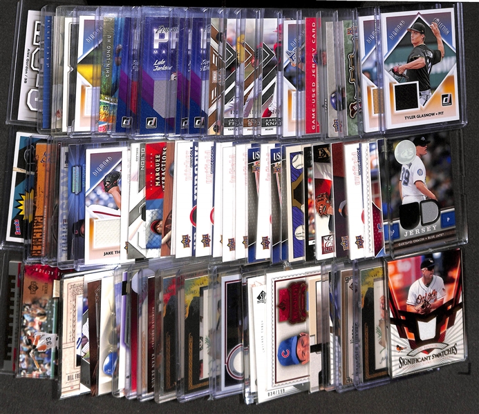 Lot of Over (70) Baseball Certified Jersey Cards w/ Ripken, Santo, Garvey, Gwynn, Sandberg, and more!