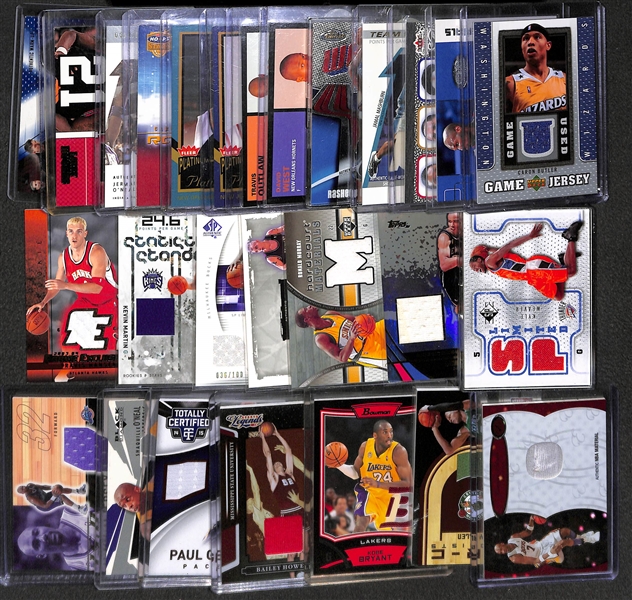 Lot of (28) Basketball Certified Jersey/Relic Cards w/ Kobe Bryant, Shaquille O'Neal, Karl Malone, & Paul George!