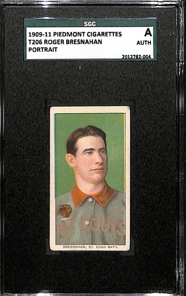 1909-11 T206 Roger Bresnahan - Portrait - Piedmont Back - SGC Authentic