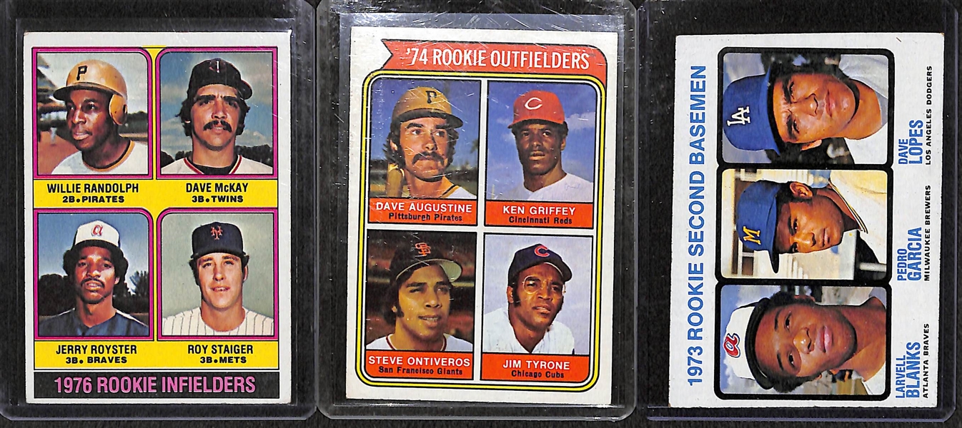 Lot of (19) 1970s Baseball Rookie Cards w/ Fisk, Winfield, Parker, Sutter, Dawson, (2) Molitor/Trammell!