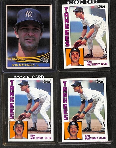 Lot of Over (115) Don Mattingly Cards w/ 6 Rookies (Including a 1984 Donruss Rookie)