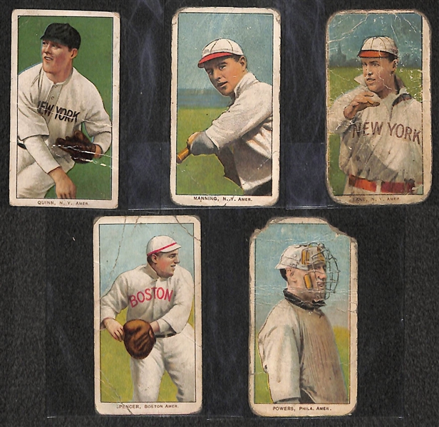 Lot of 5 1909-11 T206 Baseball Cards w. Jack Quinn & Rube Manning