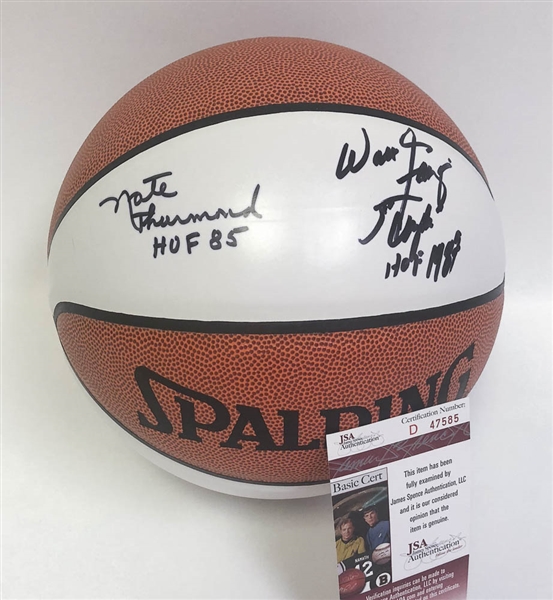 Nate Thurmond & Walt Frazier Signed Basketball - JSA