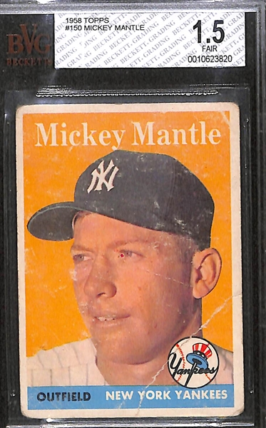 1958 Topps #150 Mickey Mantle - BVG 1.5