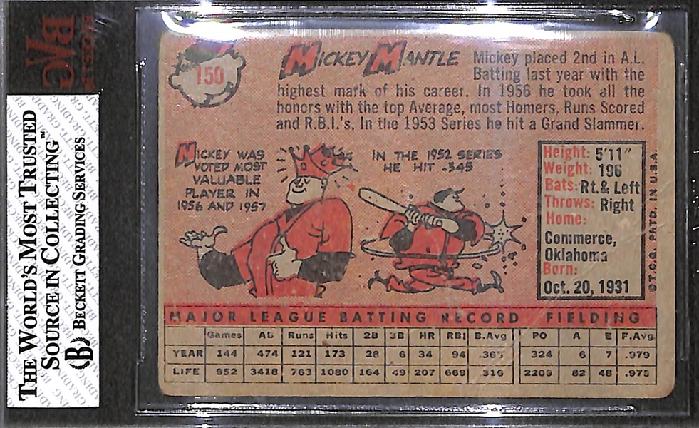 1958 Topps #150 Mickey Mantle - BVG 1.5
