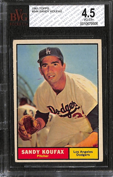 Lot of (3) Graded 1961 Topps Sandy Koufax Cards (BVG 5.5, BVG 5, and BVG 4.5)