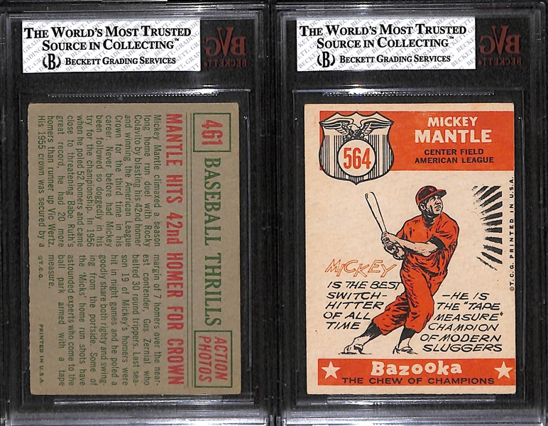 Lot of 2 - 1959 Topps Mickey Mantle Cards - BVG 4 & 2.5