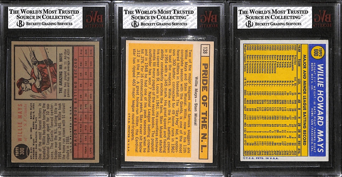 Lot of 3 - 1962 & 1963 Topps Willie Mays Cards - BVG