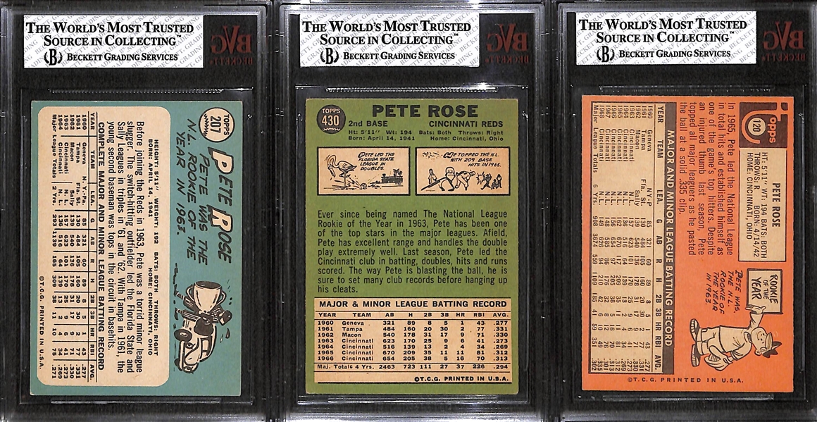 Lot of 3 - 1965-69 Topps Pete Rose Cards - BVG