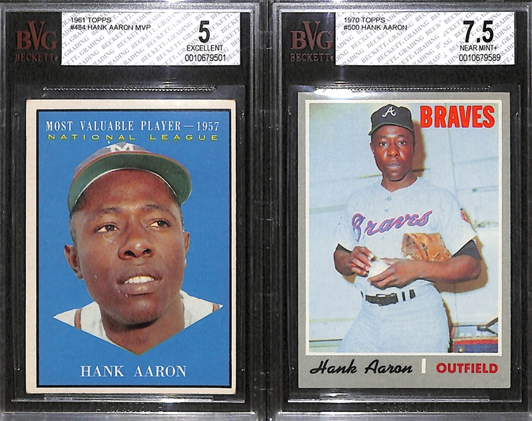 Lot of 2 - Topps Hank Aaron Cards - 1961 & 1970 - BVG