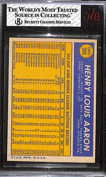 1970 Topps #500 Hank Aaron BVG 8