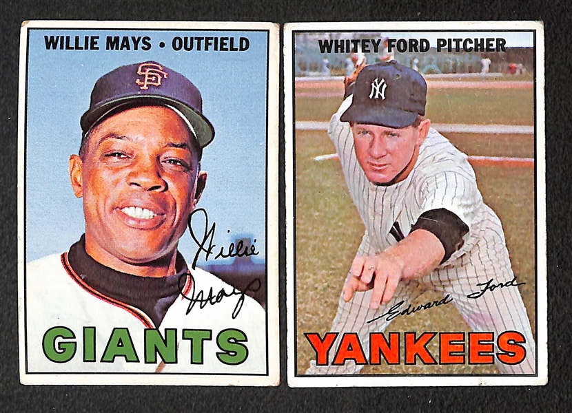 Lot of 254 Different 1967 Topps Baseball Cards w. Willie Mays