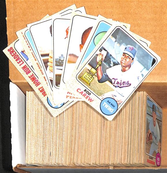 Lot of 269 Different 1968 Topps Baseball Cards w. Rod Carew