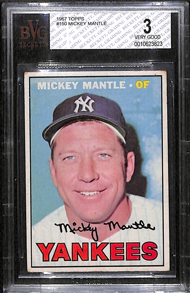 1967 Topps Mickey Mantle #150 Card - BVG 3