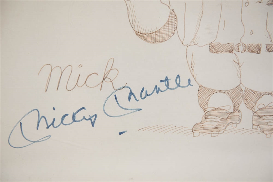 Mickey Mantle Caricature - Autographed - JSA LOA