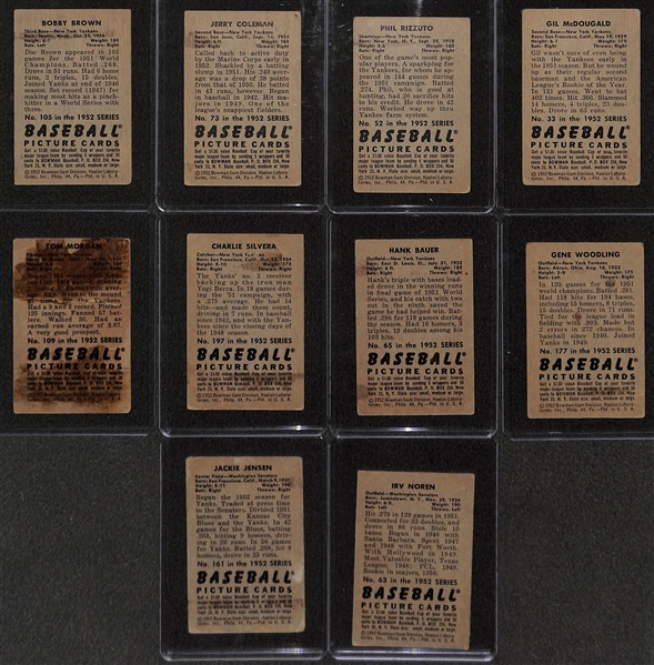 Lot of 10 - 1952 Bowman Baseball Cards w. Bobby Brown