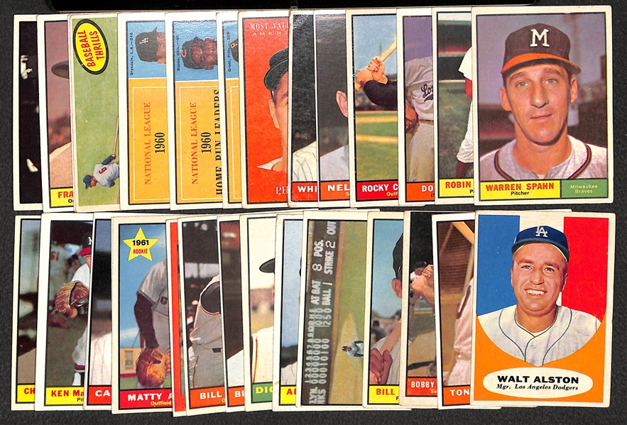 Lot of 30 - 1961 Topps Baseball Cards w. Warren Spahn