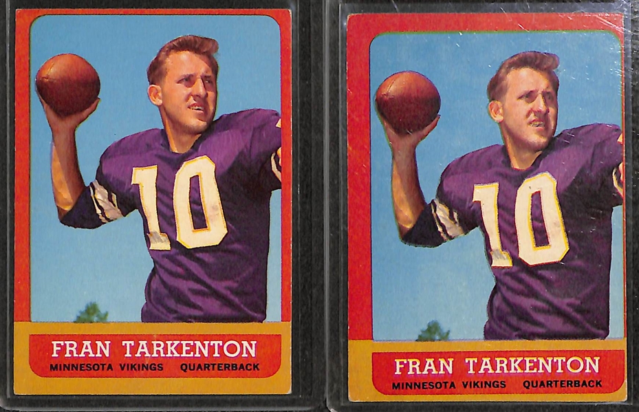 Lot of 11 - 1963 Topps Football Cards w. Fran Tarkenton x2