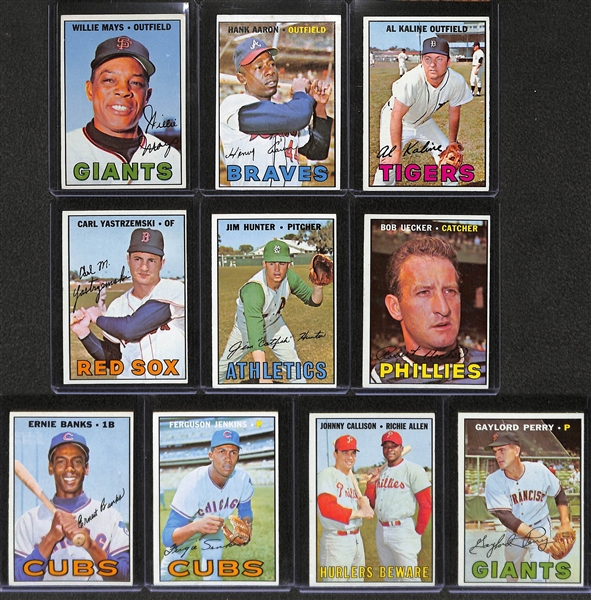 Lot of 10 - 1967 Topps Baseball Cards w. Willie Mays