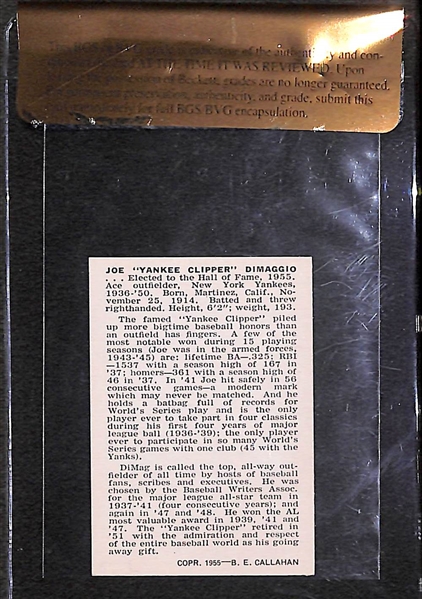 High Grade Joe DiMaggio 1950 Callahan Hall of Fame Card - Beckett Raw Graded BVG 8