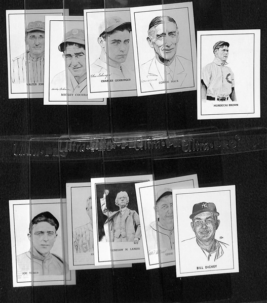 (10) High-Grade 1950 Callahan HOF Cards w/ Walter Johnson, Cochrane, Gehringer, Mack, M. Brown, Tinker, McGraw, Landis, Collins, Dickey