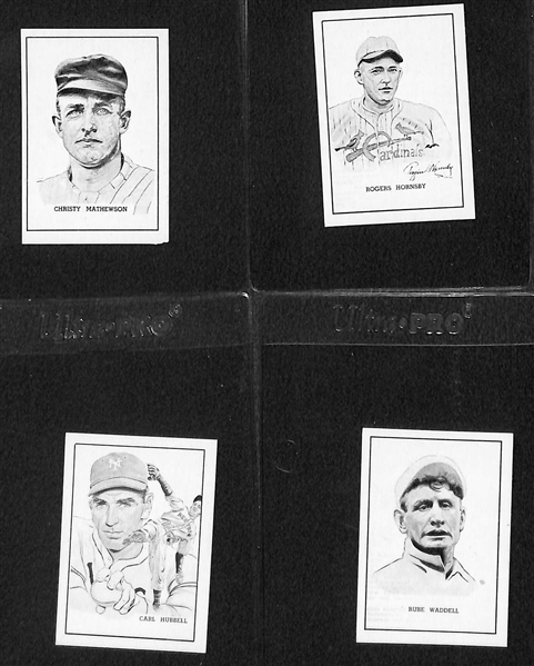 (10) High-Grade 1950 Callahan HOF Cards w/ Mathewson, Hornsby, Hubbell, Waddell, Evers, Collins, Plank, Kelly, Chadwick, and Delahanty.