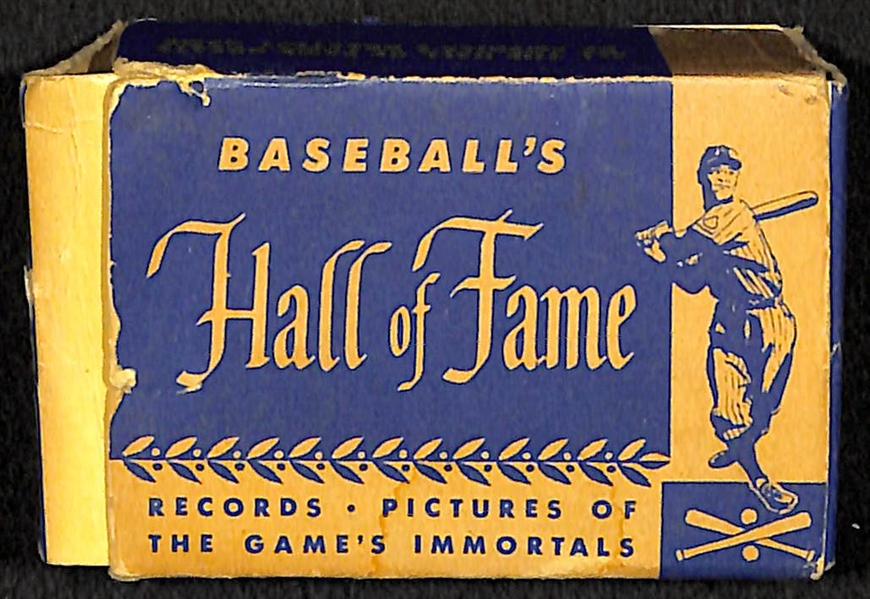 (6) High-Grade 1950 Callahan HOF Cards w/ Ott, Anson, Brouthers, Bender, HOF Museum Interior (w/date), Vance and Original Box