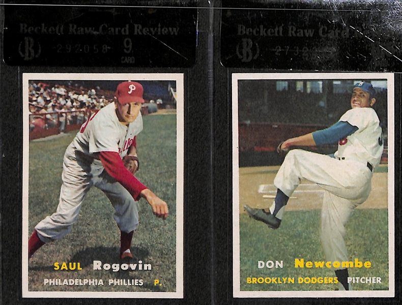 Lot of 8 - 1957 Topps Graded Baseball Cards w. Rogovin BVG 9.0