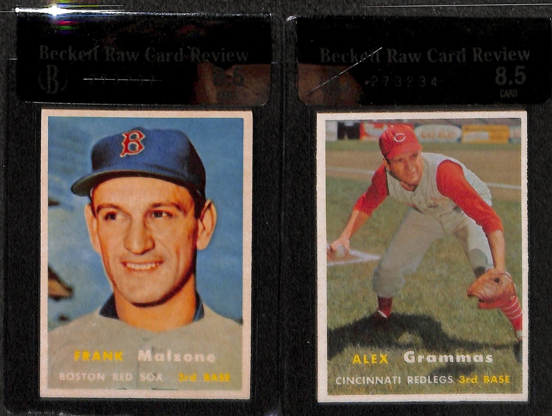 Lot of 8 - 1957 Topps Graded Baseball Cards w. Rogovin BVG 9.0