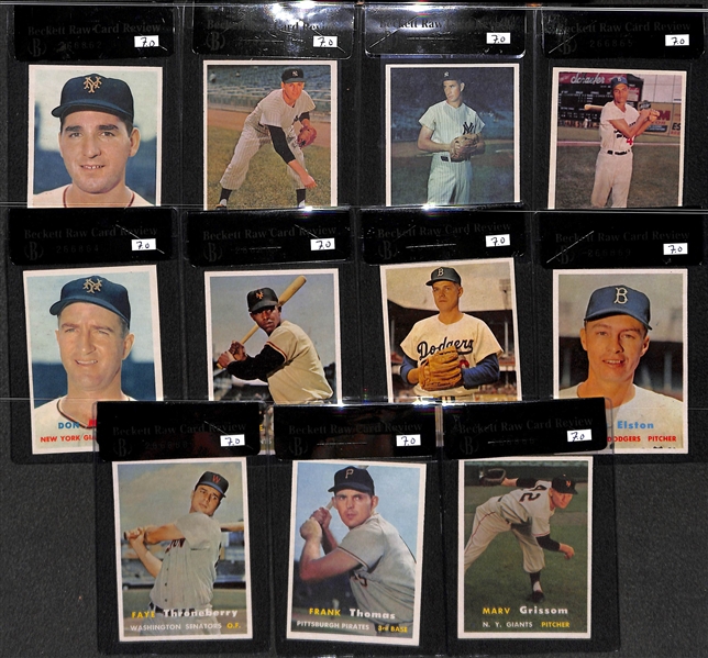 Lot of 11 - 1957 Topps Graded Baseball Cards - All Graded BVG 7.0 - w. Johnny Antonelli