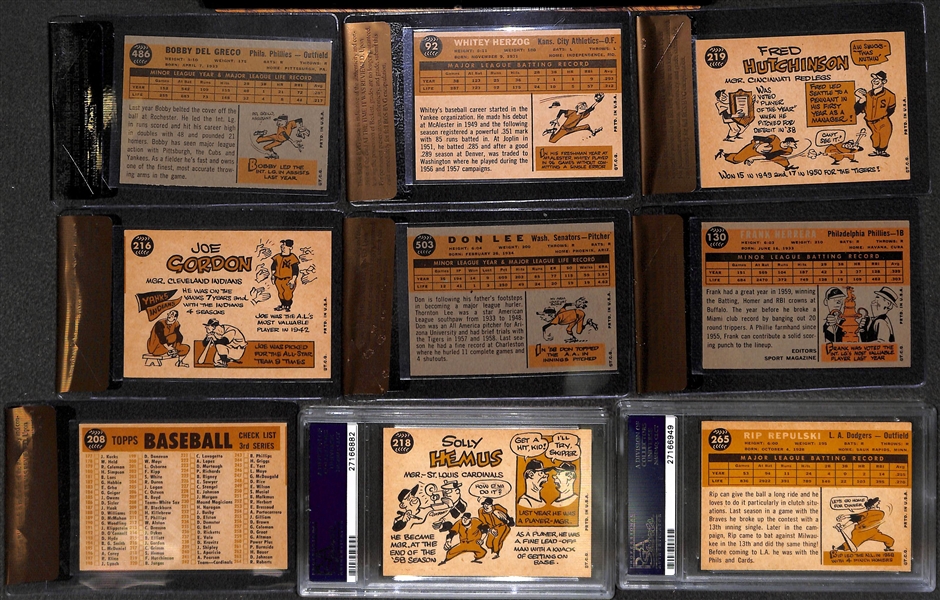 Lot of 9 - 1960 Graded Topps Baseball Cards w. Bobby Del Greco BVG 8.5