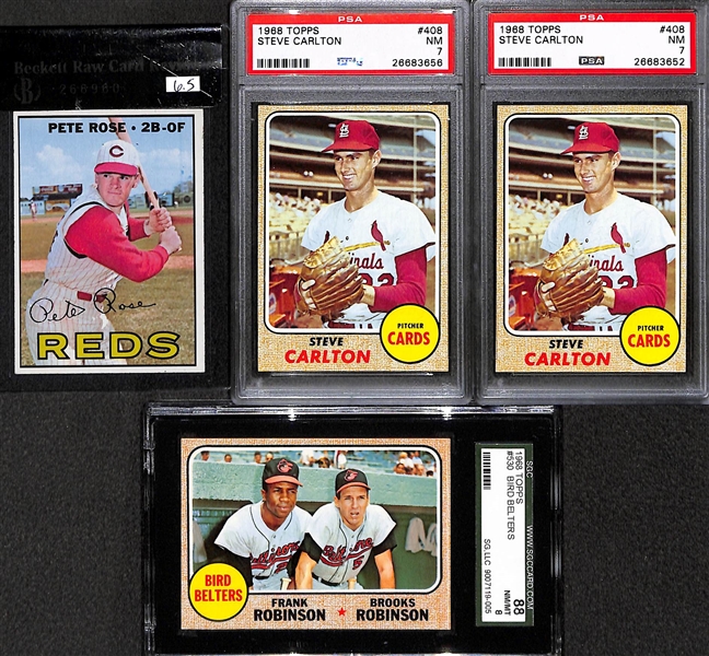 Lot of 4 - 1967 & 1968 Topps Baseball Cards w. 1967 Pete Rose BVG 6.5