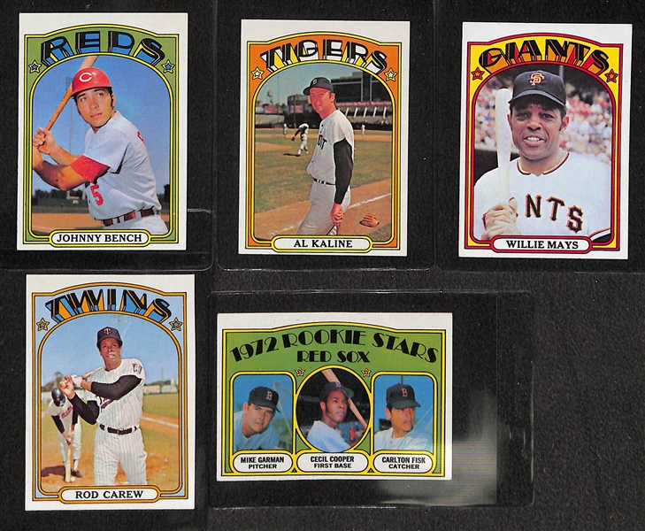 1972 Topps Baseball Partial Set - 425+ Different Cards of This 787 Card Set w. Rod Carew