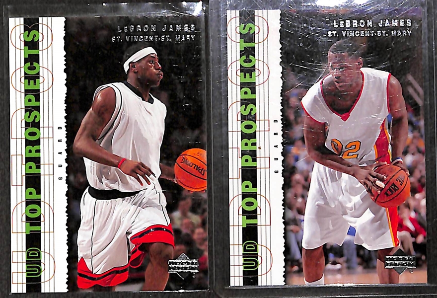 Lot of 32 Mixed Sports Relic/Rookie Cards w. 2 LeBron James RC's