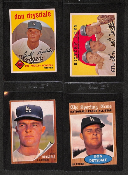 Lot of 15 - 1958-64 Topps Dodgers HOFers - Koufax/Drysdale/Snider