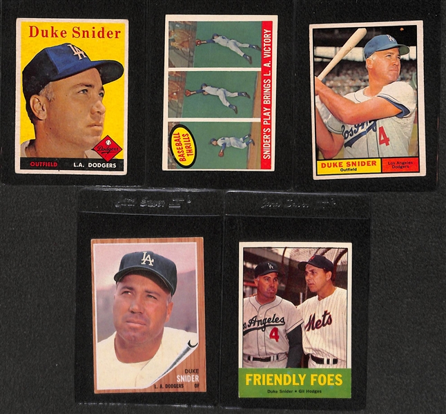 Lot of 15 - 1958-64 Topps Dodgers HOFers - Koufax/Drysdale/Snider