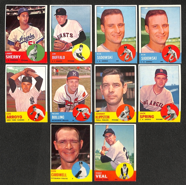 Lot of 40 Assorted 1963 Topps Baseball High Number Cards w. Nellie Fox